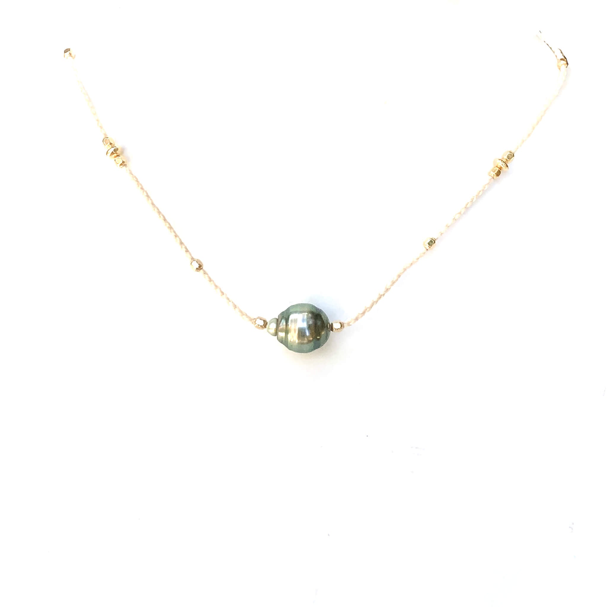 Waterproof Cord Necklace With Baroque Tahitian Pearl