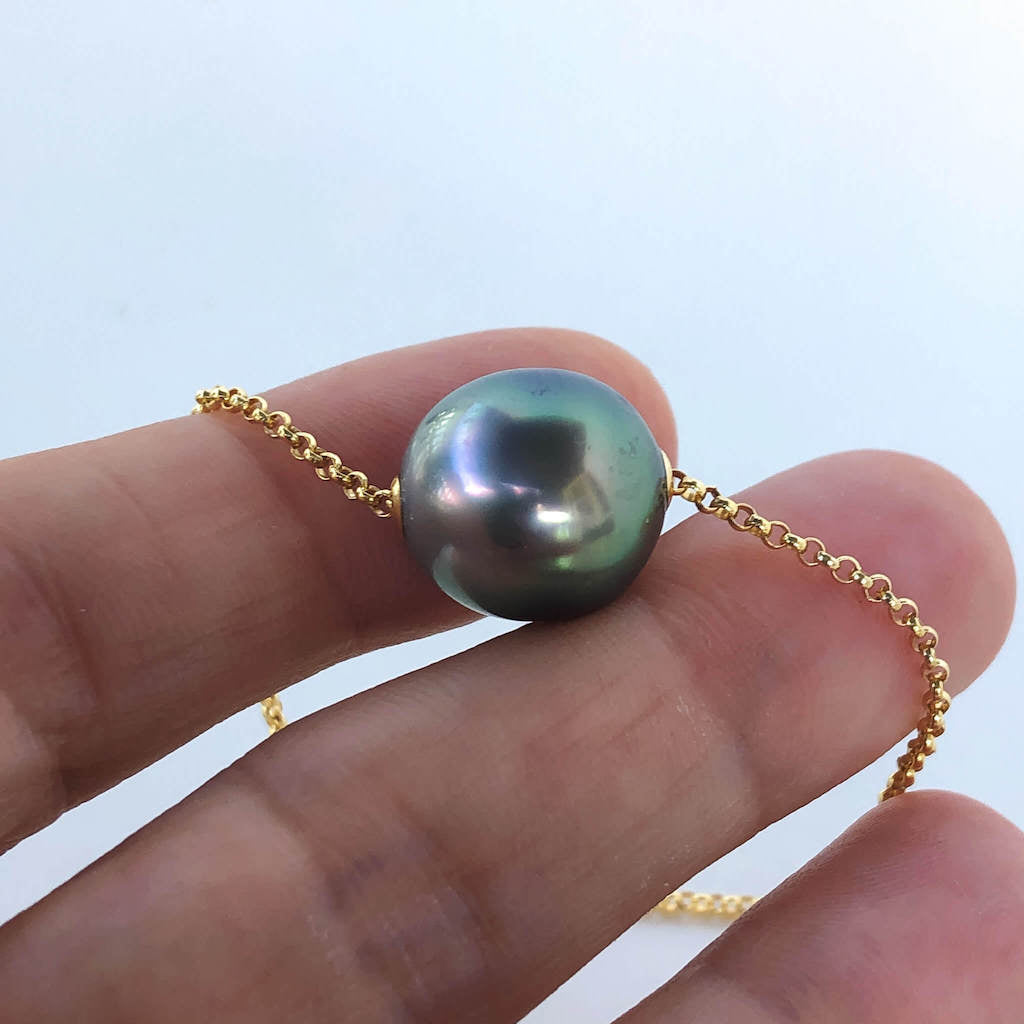Single Pearl Floating Necklace