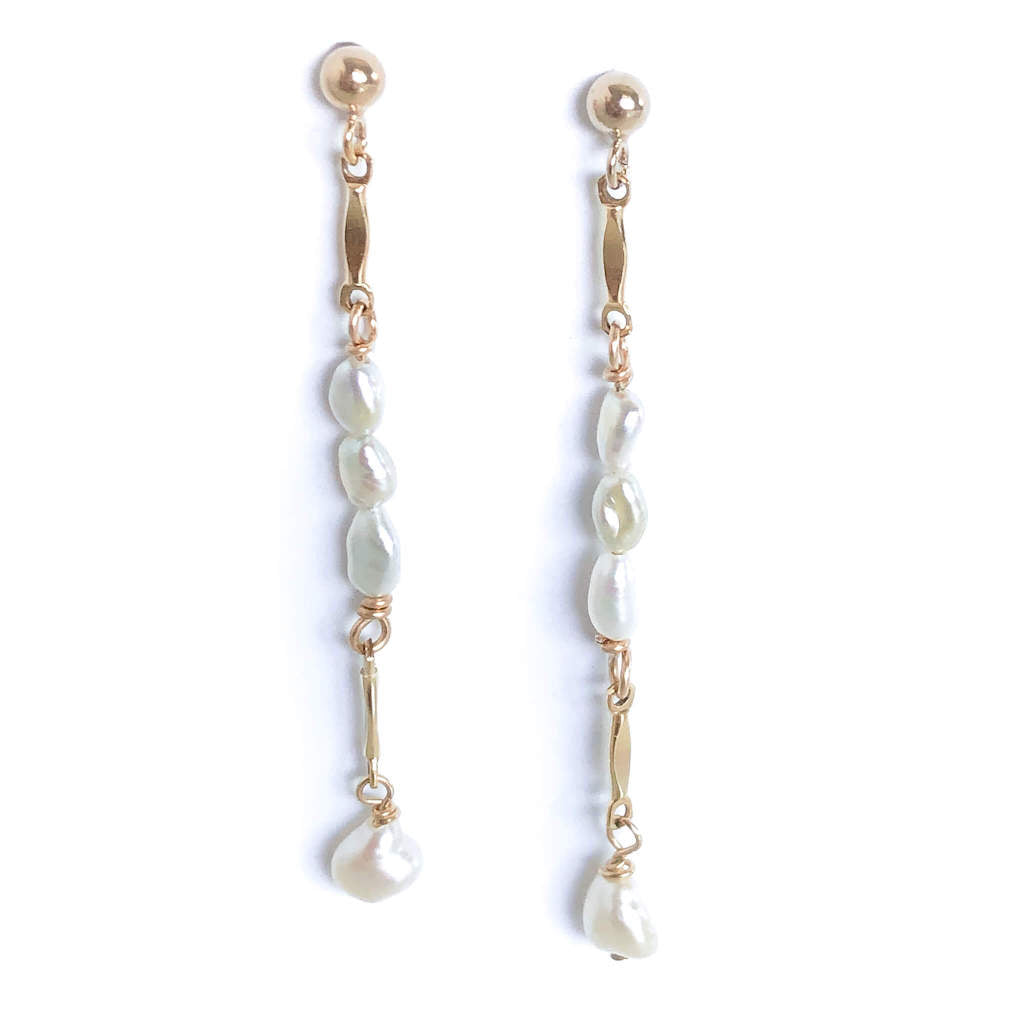 White Akoya Pearl Dangle Earrings