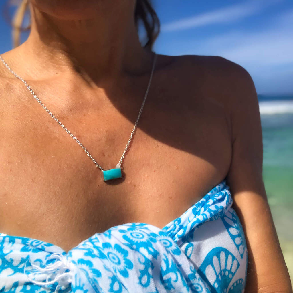 East West Turquoise Pendant Necklace