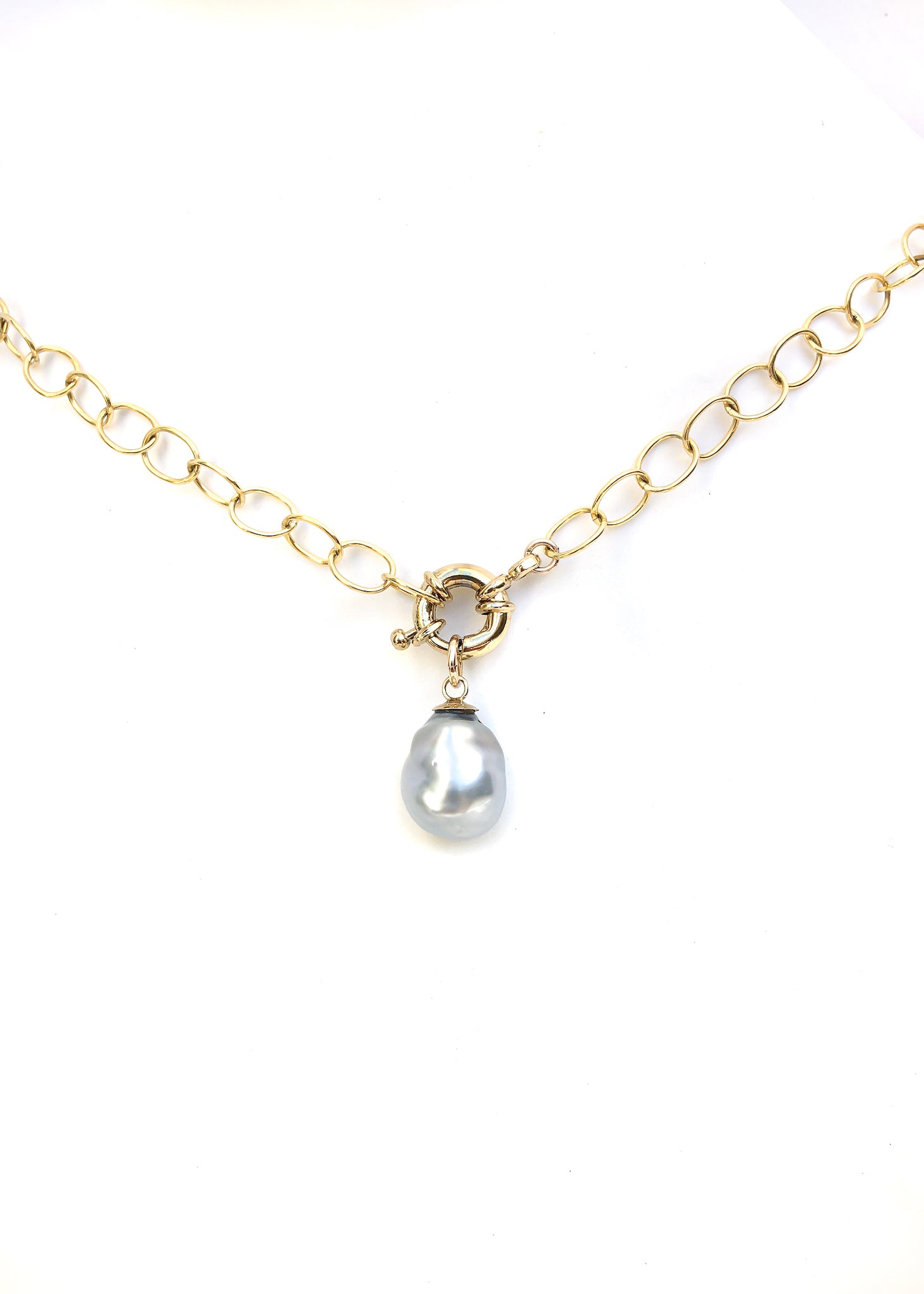 Gold pearl Toggle Necklace